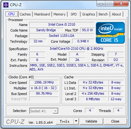 Cpu-Z(CPU检测软件) V1.85 英文绿色版