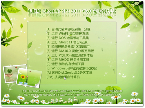 电脑城 GHOST XP SP3 2011 完美装机版 V6.0 (2011年.06月)